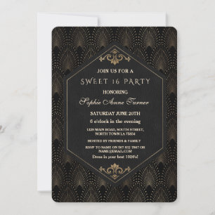 Glam Roaring 20s Great Gatsby Art Deco Sweet 16 Kaart