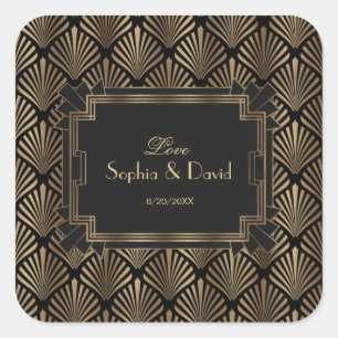 Glam Roaring 20's Great Gatsby Art Deco Wedding Vierkante Sticker