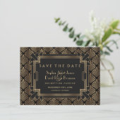 Glam Roaring 20's Grote Gatsby bespaart datum Save The Date (Staand voorkant)