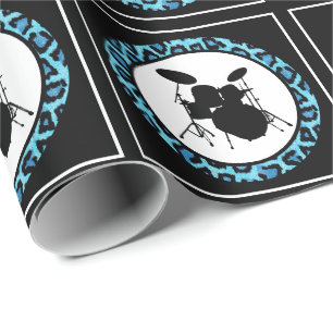 Glam Rock Drummer Leopard Drum Kit Musician Gift  Cadeaupapier