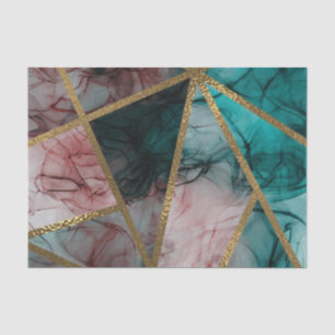 Glam Roest Roze Turquoise & Goud Chic Moderne Trou Tissuepapier