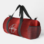 Glam rood geborsteld metaal grijs wit monogram plunjezak (Rechterhoek)