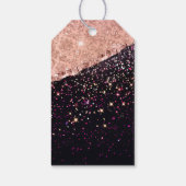 Glam Roos Black Glitter Blush Rozen Wedding Cadeaulabel (Achterkant)