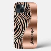 Glam Roos Gold Black Tiger Stripes Name Case-Mate iPhone Case (Achterkant)
