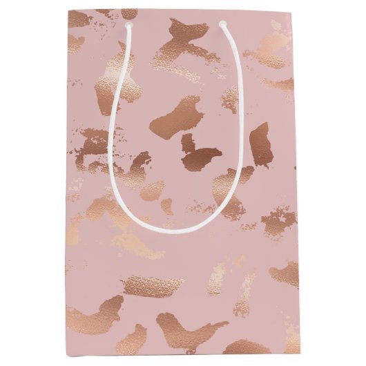 Glam Roos Gold Blush Abstract Verjaardag Medium Cadeauzakje (Voorkant)