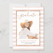 Glam Roos Gold Foto Afstuderen aankondiging (Voorkant)