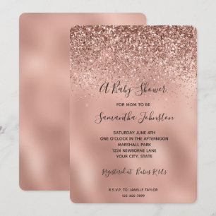 Glam Roos Gold Glitter Baby shower Kaart