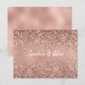 Glam Roos Gold Glitter Briefkaart (Voorkant / Achterkant)