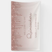 Glam Roos Gold Glitter Drip Quinceañera Spandoek (Verticaal)