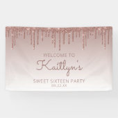 Glam Roos Gold Glitter Drip Sweet Banner 16-partij (Horizontaal)