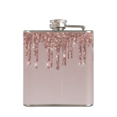 Glam Roos Gold Glitter Druppelend Sparkle Monogram Heupfles (Achterkant)