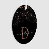 Glam Roos Gold Glitter Elegant Luxe Monogram Ornament (voorkant)