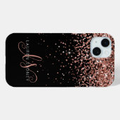 Glam Roos Gold Glitter Elegant Monogram Case-Mate iPhone Case (Achterkant (horizontaal))