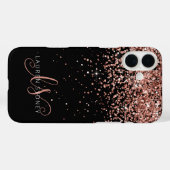 Glam Roos Gold Glitter Elegant Monogram Case-Mate iPhone Case (Achterkant (horizontaal))