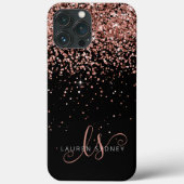 Glam Roos Gold Glitter Elegant Monogram Case-Mate iPhone Case (Achterkant)