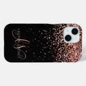 Glam Roos Gold Glitter Elegant Monogram Case-Mate iPhone Case (Achterkant (horizontaal))