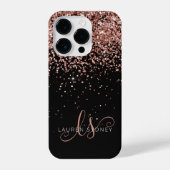 Glam Roos Gold Glitter Elegant Monogram iPhone Hoesje (Achterkant)