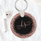 Glam Roos Gold Glitter Elegant Monogram Sleutelhanger
