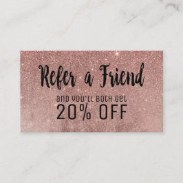 Glam Roos Gold Glitter Mesh Reference Card Aanbevelingskaartje