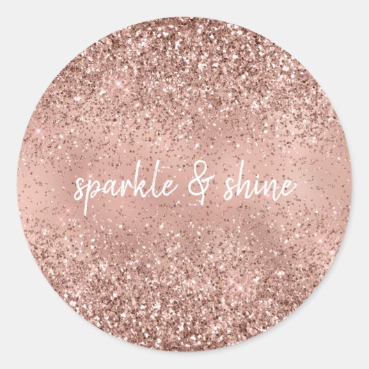 Glam Roos Gold Glitter Ronde Sticker (Voorkant)