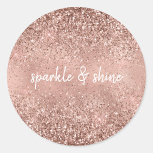 Glam Roos Gold Glitter Ronde Sticker