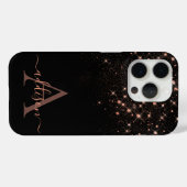 Glam Roos Gold Glitter Sparking Elegant Monogram Case-Mate iPhone Case (Achterkant (horizontaal))