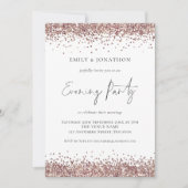 Glam Roos Gold Glitter Wedding Evening Kaart (Voorkant)