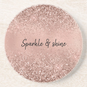 Glam Roos Gold Glitter Zandsteen Onderzetter