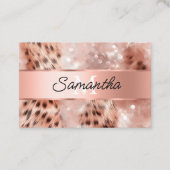 Glam Roos Gold Leopard Monogram Visitekaartje (Voorkant)