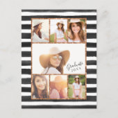 Glam Roos Gold Photo Collage Afstuderen Uitnodigin Uitnodiging Briefkaart (Voorkant)