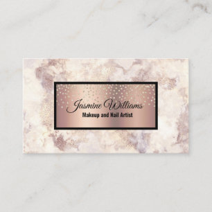 Glam Roos Gold Veined Marble and Gold Foil Glitter Visitekaartje