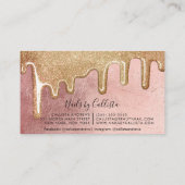 Glam Roos Goud Dikke Glitter Drips Pools Nails Visitekaartje (Achterkant)