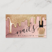 Glam Roos Goud Dikke Glitter Drips Pools Nails Visitekaartje (Voorkant)