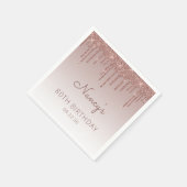 Glam Roos Goud Glitter Drip 80ste Verjaardagsfeest Servet (Hoek)