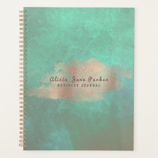 Glam Roos Goud Koper Folie Groen | Luxe Elegant Planner (Voorkant)
