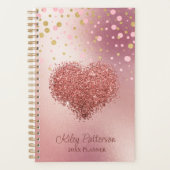 Glam Roos Goud Roze Glitter Hart Girly Planner (Voorkant)