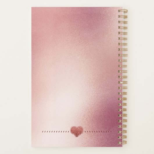 Glam Roos Goud Roze Glitter Hart Girly Planner (Achterkant)