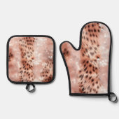 Glam Roos gouden luipaard Ovenwant & Pannenlap Set (Voorkant)