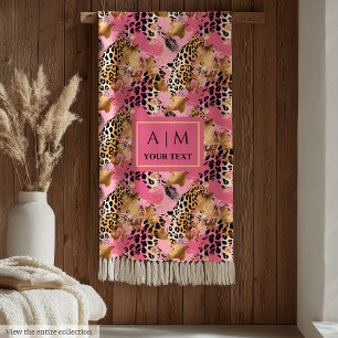 Glam roos gouden waterverf luipaard skin fleece deken