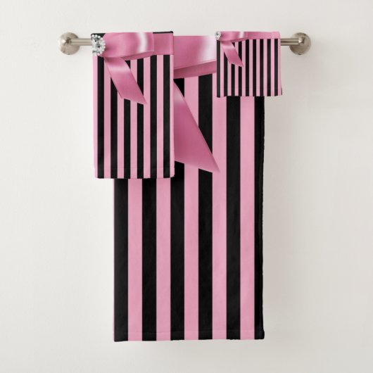 Glam rose Bow-rose noir Pinstripes-Noir (En situation)