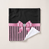 Glam rose Bow-rose noir Pinstripes-Noir (Gant de toilette)