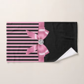 Glam rose Bow-rose noir Pinstripes-Noir (Serviette à main)