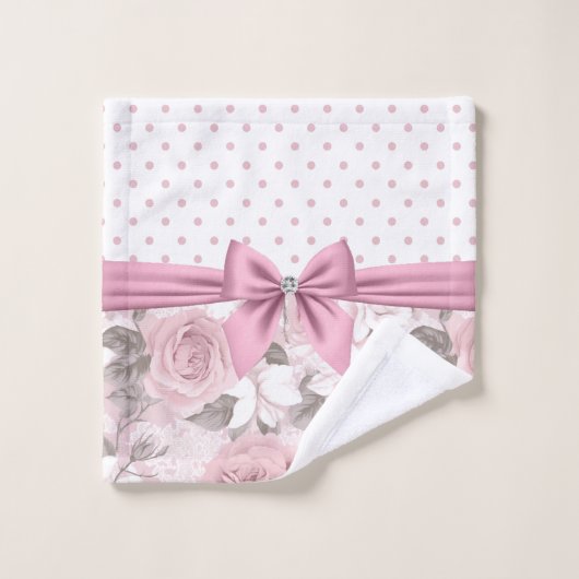 Glam rose Diamond Bow Pois floraux (Gant de toilette)