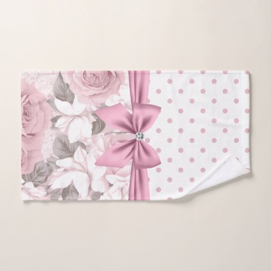 Glam rose Diamond Bow Pois floraux (Serviette à main)