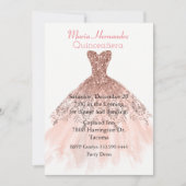 Glam Rose Gold Gown Quinceañera Invitation (Devant)
