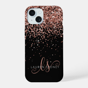 Glam Rose Gold Pailleté Monogramme Élégant