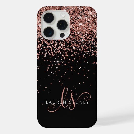Glam Rose Gold Parties scintillant Élégant Monogra (Verso)