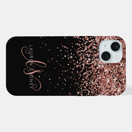 Glam Rose Gold Parties scintillant Élégant Monogra (Verso Horizontal)