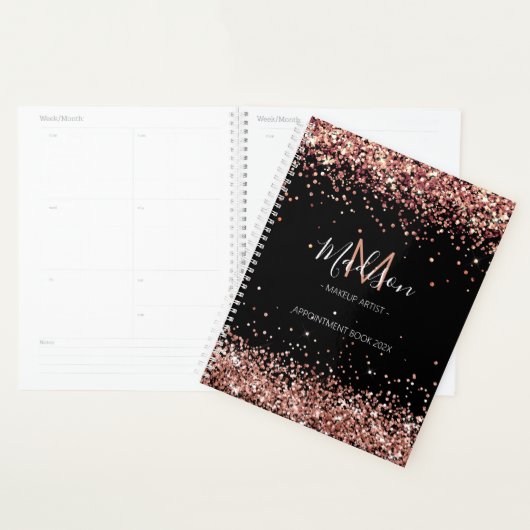 Glam Rose Gold Rendez-vous Book | Planificateur (Devant avec enveloppe)