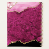Glam Rose Magenta Velours Agate Géode Or Script (Dos)